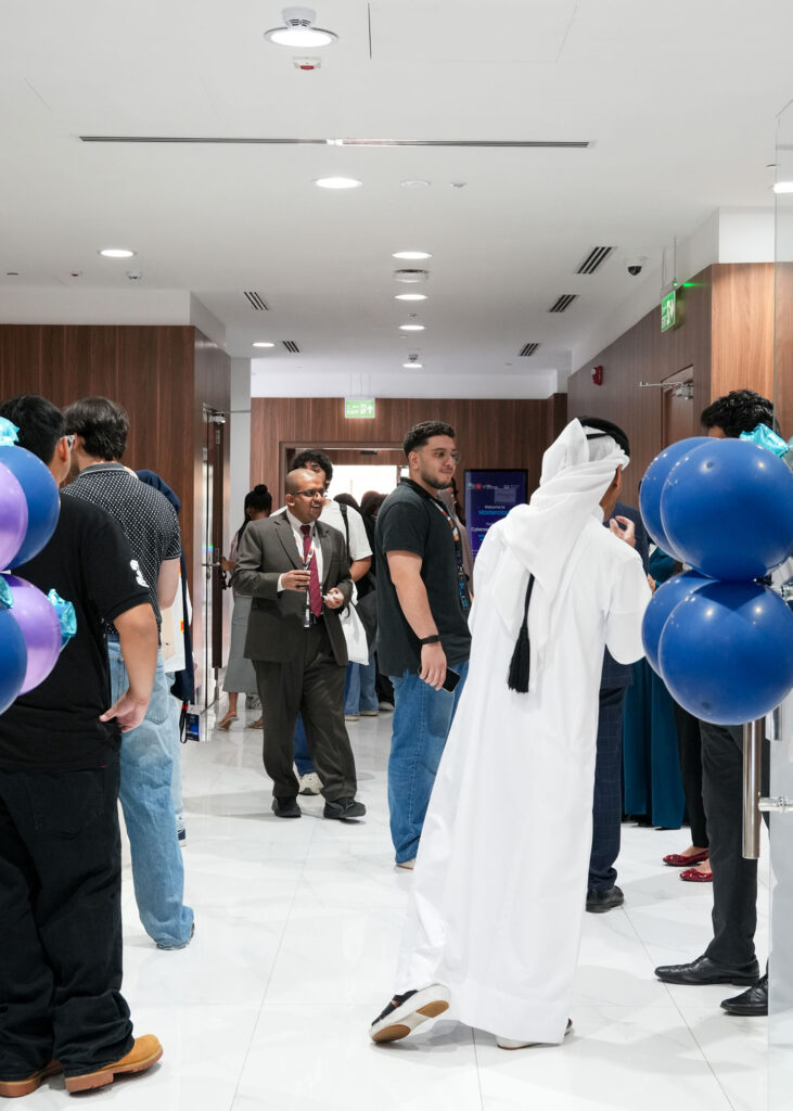 Students connecting and socialising during Orientation at Barzan University College in Doha, Qatar.